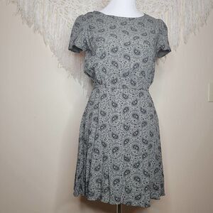 Cotton On Short Sleeve Paisley Print Casual Dress Green Black Size Small